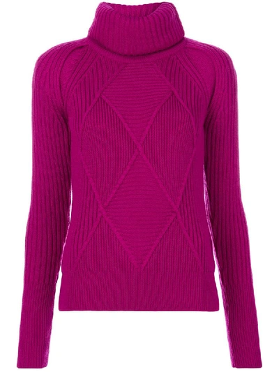 Kenzo Cowlneck Wool Sweater In Deep Fuschia