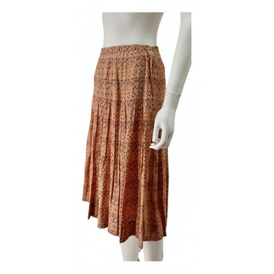 Pre-owned Guy Laroche Silk Mid-length Skirt In Orange