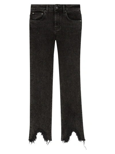 Maje Pachafran High Rise Straight Cut Jeans With Raw Hem In Anthracite