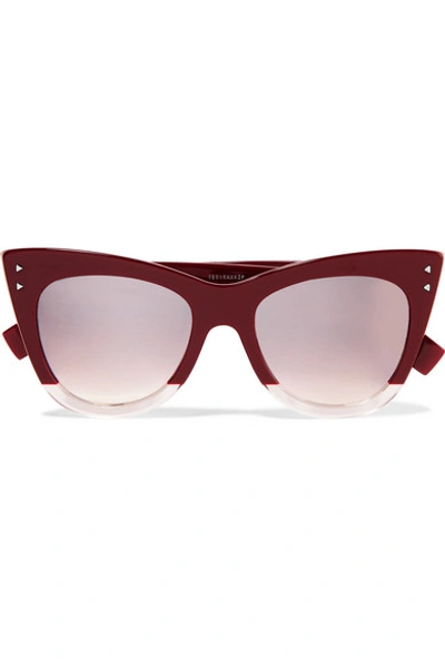 Fendi Cat-eye Two-tone Acetate Sunglasses In Red