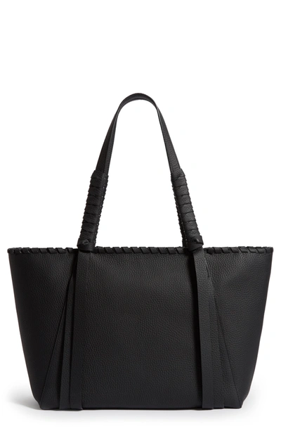 Allsaints Courtney Small East-west Tote In Black/silver