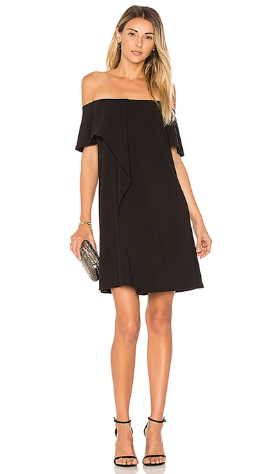 Halston Heritage Off-the-shoulder Asymmetric Draped Dress In Black