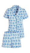 Roller Rabbit Monkey Polo Short Pajama Set In Blue