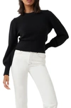 French Connection Jamie Textured Cotton Sweater In Black