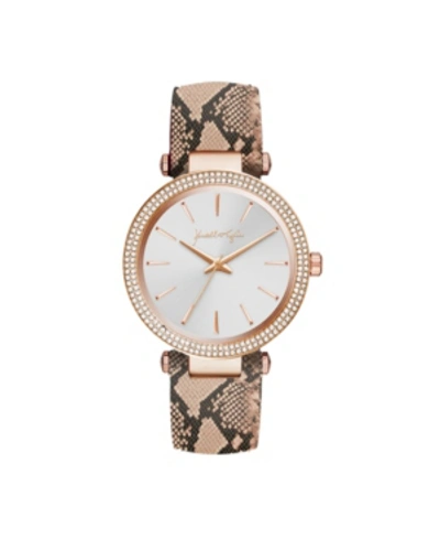 Kendall + Kylie Women's  Rose Gold Tone With Blush Snakeskin Stainless Steel Strap Analog Watch 40mm In Open Misce