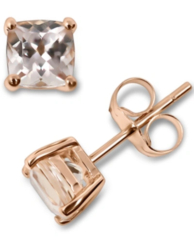 Macy's Morganite Cushion Stud Earrings (1 Ct. T.w.) In 14k Rose Gold