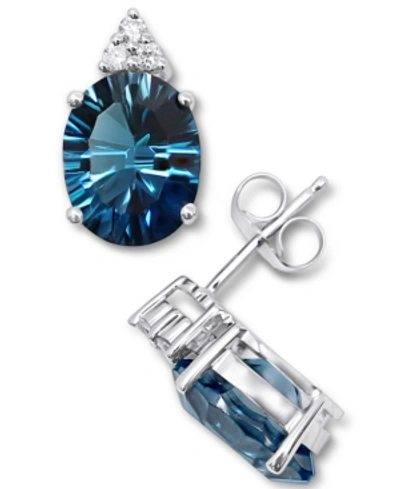 Macy's London Blue Topaz (5-1/2 Ct. T.w.) & Diamond (1/10 Ct. T.w.) Stud Earrings In 14k White Gold