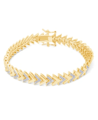 Macy's Diamond Accent Chevron Gold Plate Bracelet