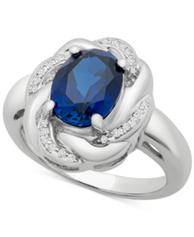 Macy's Blue Sapphire (1-3/4 Ct. T.w.) & White Sapphire (1/6 Ct. T.w.) Ring In Sterling Silver