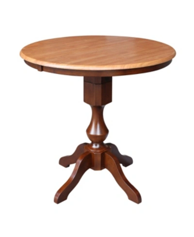 International Concepts 36" Round Top Pedestal Table With 12" Leaf In Brown