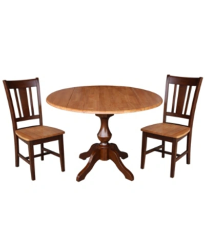 International Concepts International Concept 42" Round Top Pedestal Table With 2 Chairs In Brown