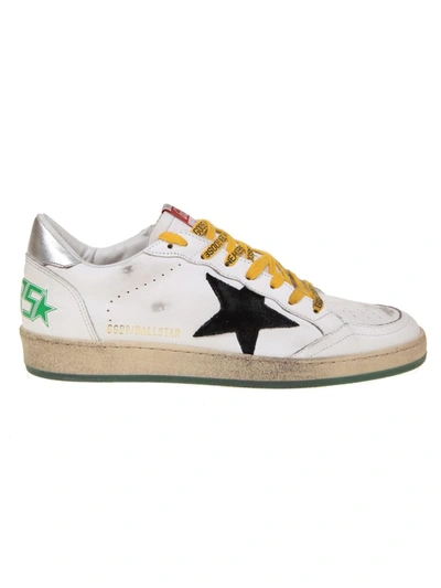 Golden Goose Ball Star Sneakers In White Leather In White,yellow,black