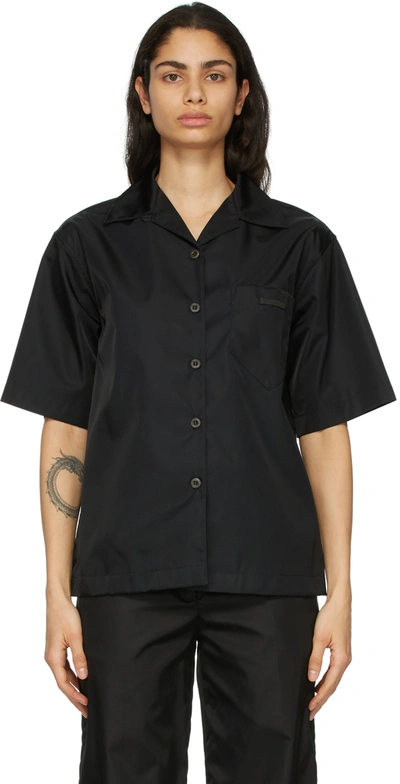 Prada Black Re-nylon Gabardine Short Sleeve Shirt