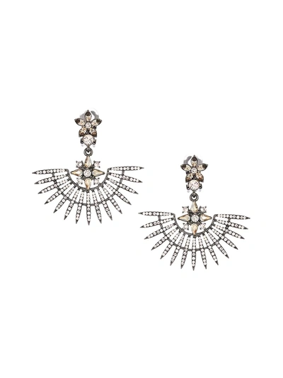 Oscar De La Renta Women's Swarovski Crystal Pave Point Fan Earrings In Silk