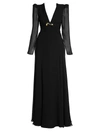 Versace Women's Long Silk Slit Evening Gown In Black