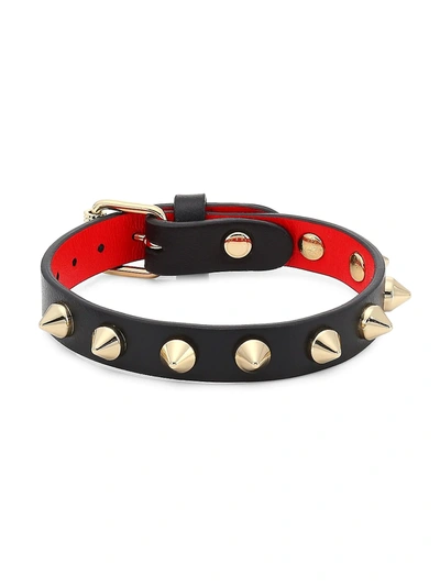 Christian Louboutin Spike Leather Bracelet In Black Gold