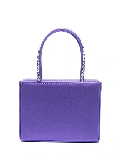 Amina Muaddi Super Mini Embellished Satin Gilda Top-handle Bag In Purple