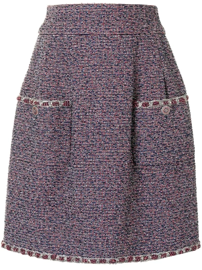 Pre-owned Chanel Woven A-line Skirt In Red