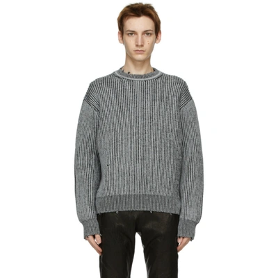 John Elliott Structure Wool Knit Crew Sweater In Ash