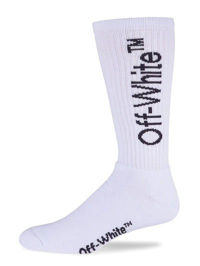 Off-white Triple Arrow Logo Mid-length Socks In 0110 White Black