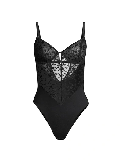 Fleur Du Mal Star Embroidery Bodysuit In Black