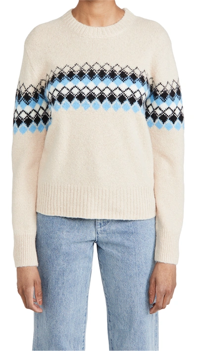 A.l.c Women's Nathan Diamond Knit Sweater In Stone/ Arctic Blue