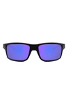 Oakley Gibston 61mm Polarized Wrap Sunglasses In Matte Black/ Prizm Violet