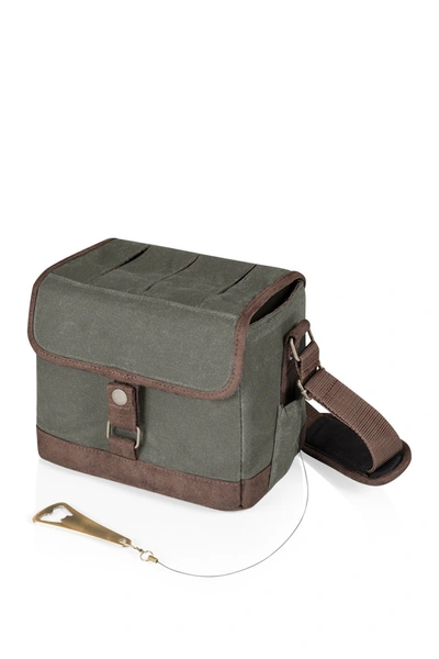 Picnic Time Beer Caddy Cooler Tote With Opener In Khaki