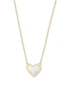 Kendra Scott Ari Heart Pendant Necklace In Gold/ White Kyocera Opal