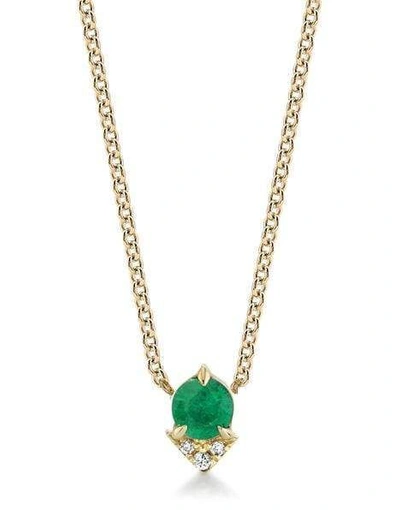 Lizzie Mandler Emerald And Diamond Pave Spike Necklace In Ylwgold