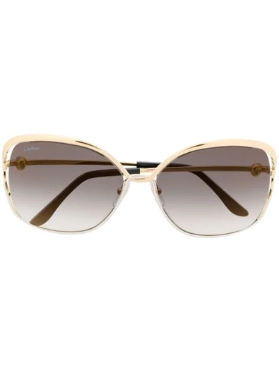 Cartier Oversized Square Sunglasses In Gold