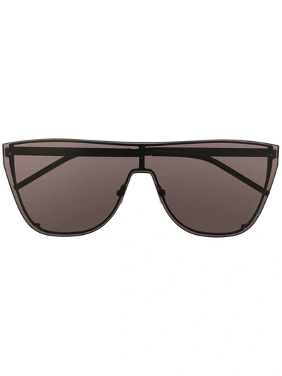 Saint Laurent 99mm Flat Front Shield Sunglasses In Black