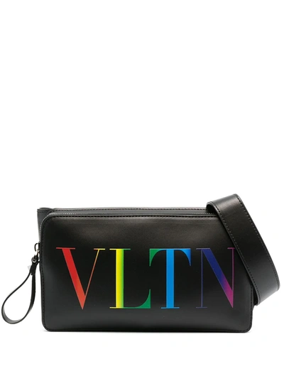 Valentino Garavani Vltn-print Belt Bag In Black