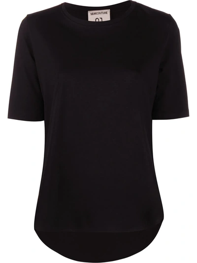 Semicouture Violette Logo T-shirt In Black