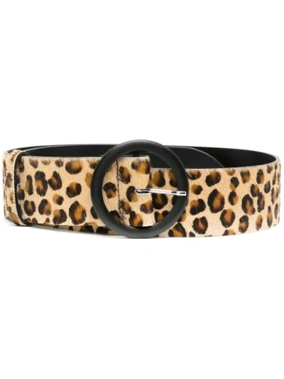 Msgm Leopard Print Belt In Brown