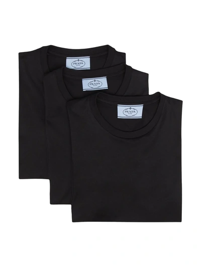 Prada Logo-patch T-shirt Multipack In Black