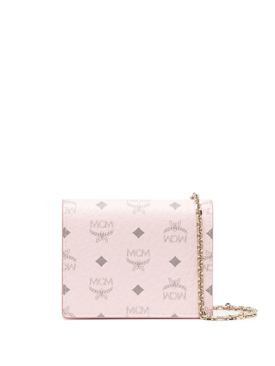 Mcm Visetos Chain Strap Wallet In Pink