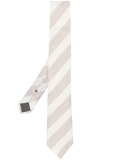 Brunello Cucinelli Stripe-pattern Pointed Tie In Neutrals