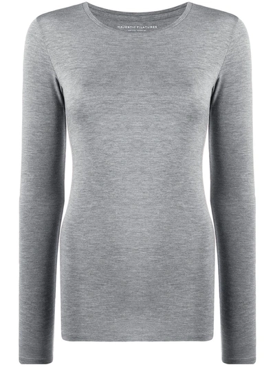 Majestic Long-sleeved T-shirt In Grey