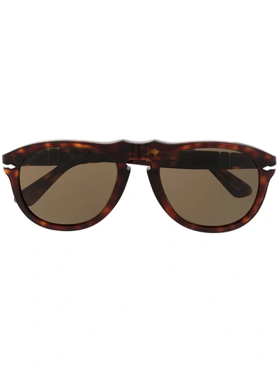 Persol Tortoiseshell Pilot Sunglasses In Brown