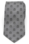 Cufflinks, Inc Star Wars Mandalorian Helmet Silk Tie In Grey