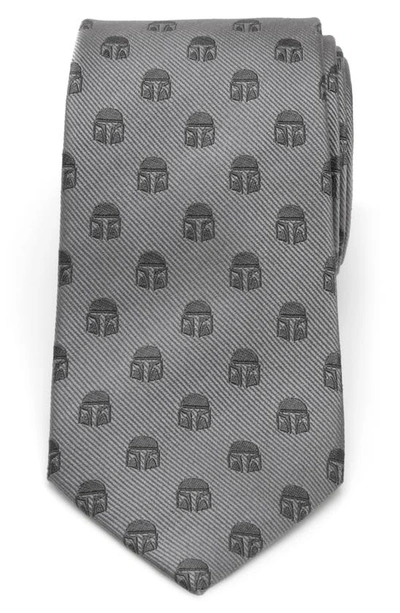 Cufflinks, Inc Star Wars Mandalorian Helmet Silk Tie In Grey