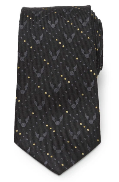 Cufflinks, Inc Harry Potter Golden Snitch Silk Tie In Black