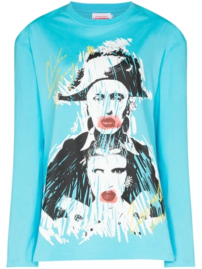 Charles Jeffrey Loverboy Long-sleeve Graphic Print T-shirt In Blau