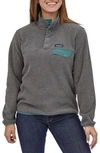 Patagonia Synchilla Snap-t Recycled Fleece Pullover In Nickel W/ Regen Green