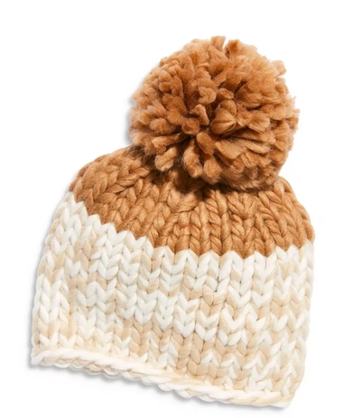 Free People Cozy Up Color Block Pom In Brown