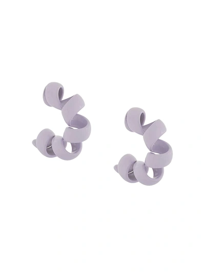 Bottega Veneta Telephone Wire Silver Hoop Earrings In Lavender