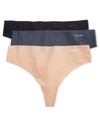 Calvin Klein Women's Invisibles 3-pack Thong Underwear Qd3558 In Black,blue,nude