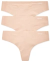 Calvin Klein Women's Invisibles 3-pack Thong Underwear Qd3558 In Light Caramel