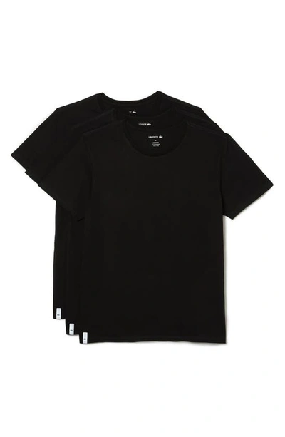 Lacoste 3-pack Essentials Crewneck T-shirts In Black 031